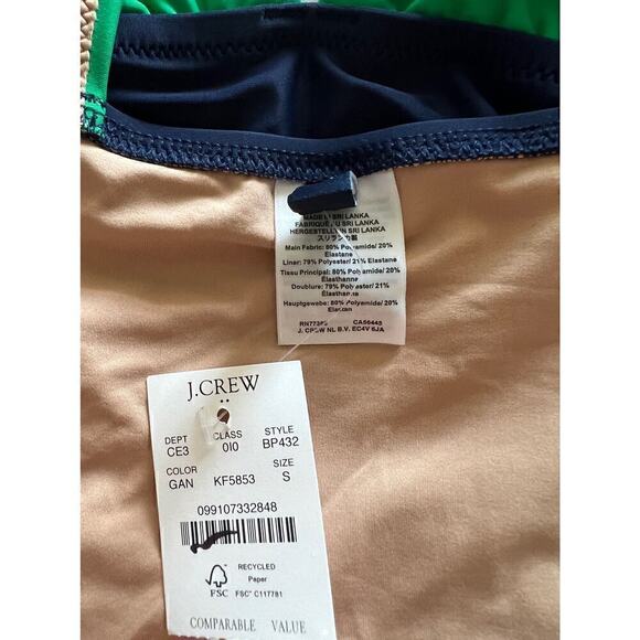 J. Crew Factory Women's V-neck ruched one-piece swimsuit Green Navy Size Small - Picture 11 of 11